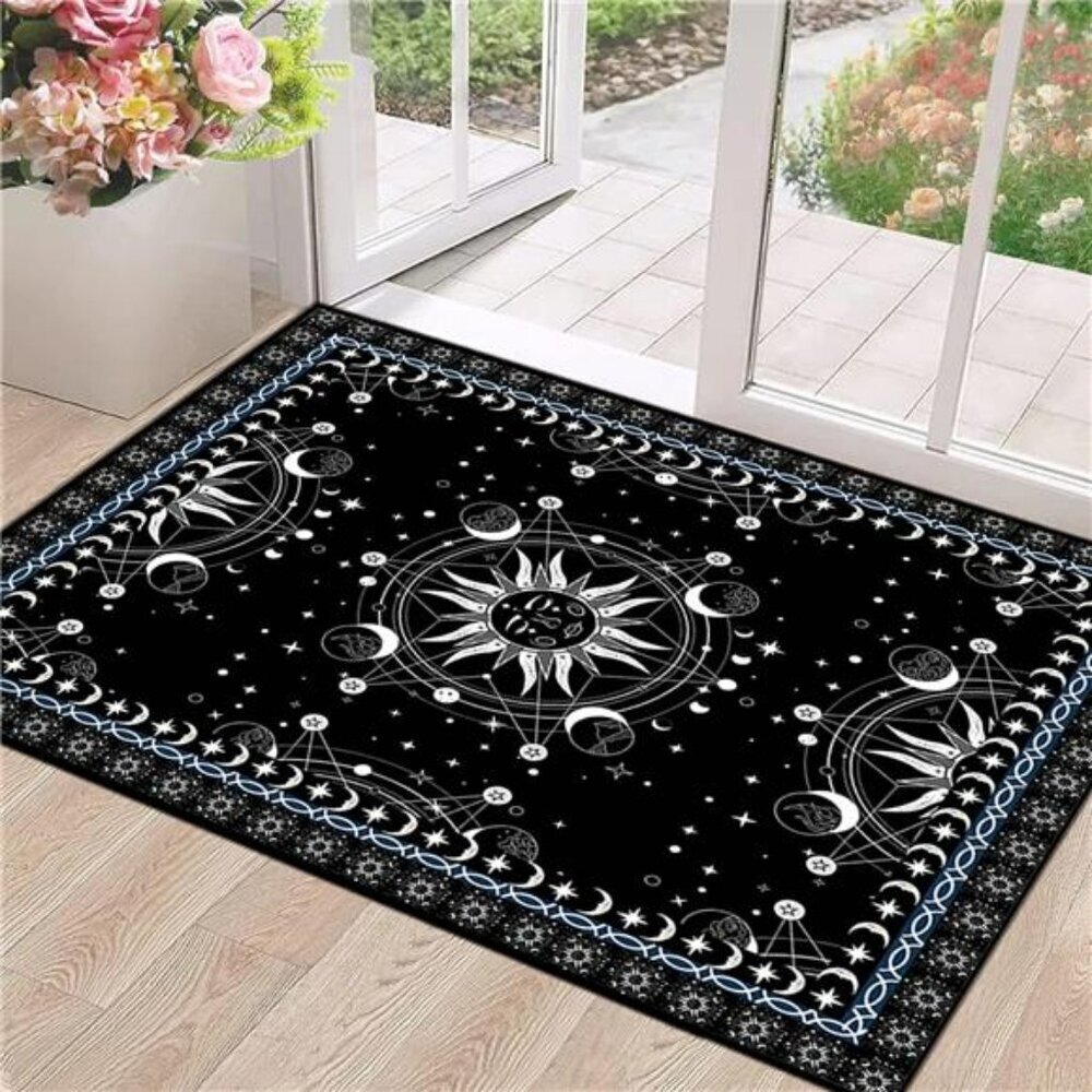 Sun and Moon Boho Celestial Area Rug 47x31 Non Slip Dorm Bedroom Floor Mat